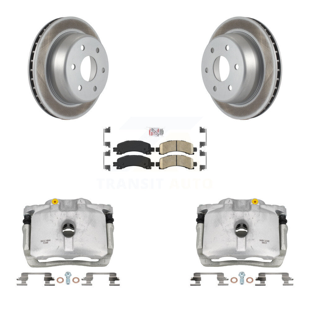 Rear Brake Caliper Coat Rotor & Ceramic Pad Kit For Chevrolet GMC Avalanche 1500 Express KCG-100669N