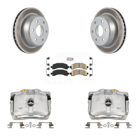 Rear Brake Caliper Coat Rotor & Ceramic Pad Kit For Chevrolet GMC Avalanche 1500 Express KCG-100669N