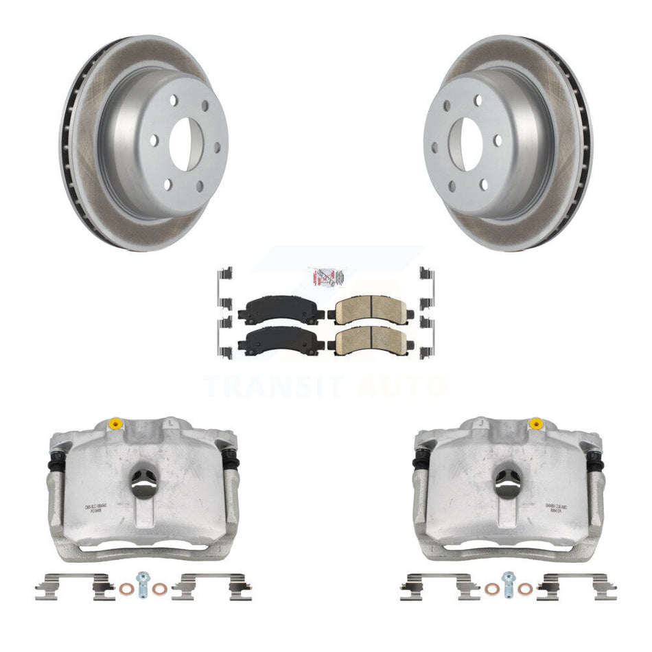 Rear Brake Caliper Coat Rotor & Ceramic Pad Kit For Chevrolet GMC Avalanche 1500 Express KCG-100669N