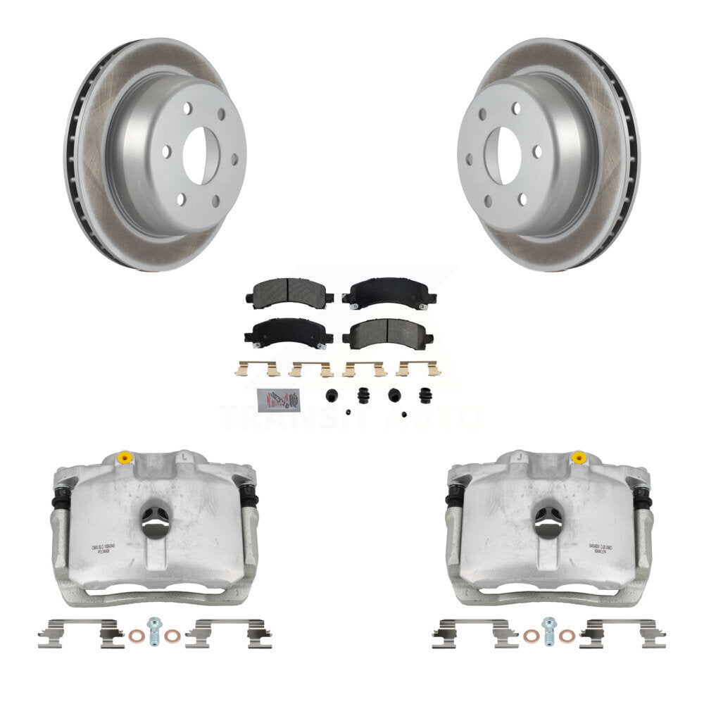 Rear Brake Caliper Coat Rotors Semi-Metallic Pad Kit For Chevrolet GMC Avalanche 1500 XL KCG-100670N