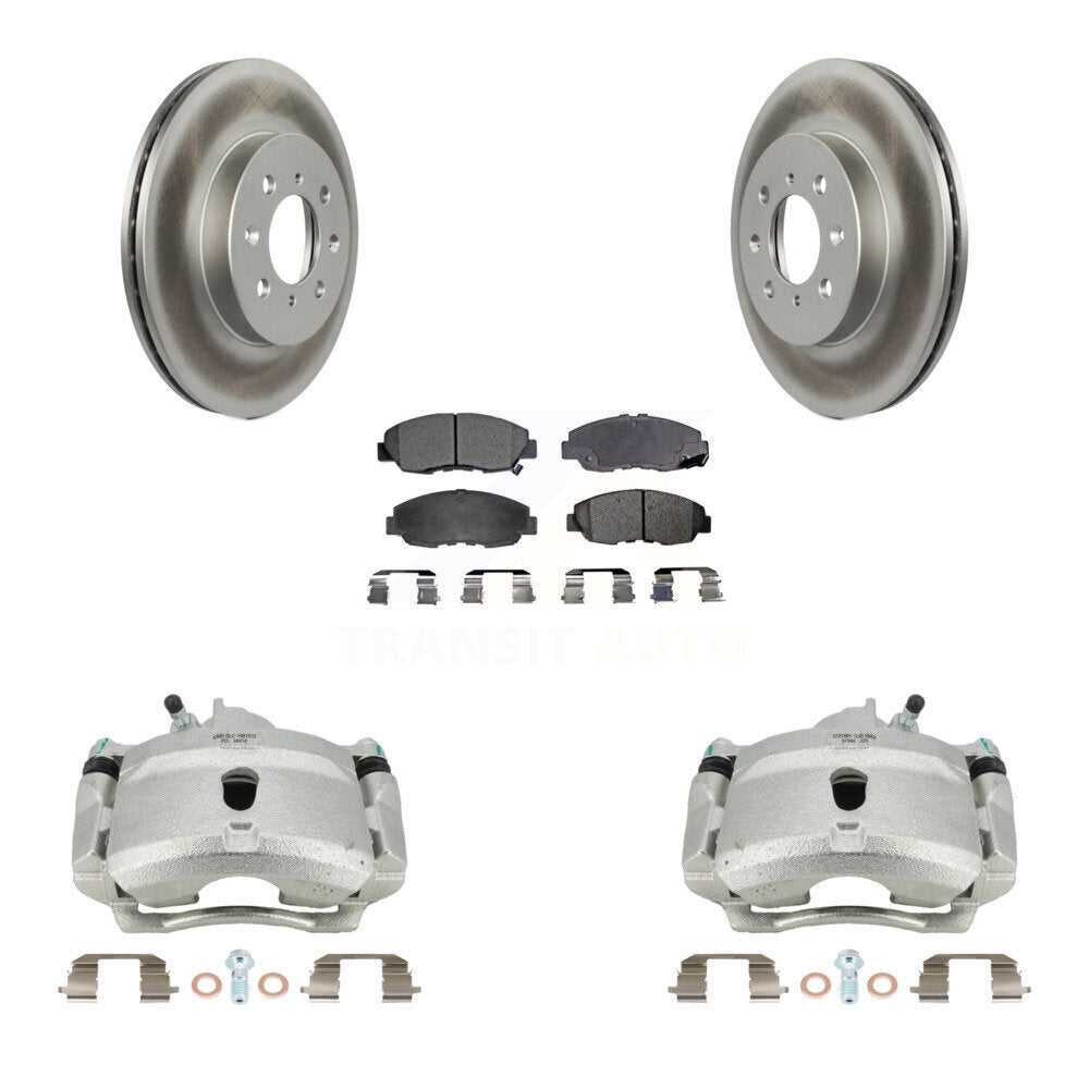 Front Disc Brake Caliper Coated Rotors And Semi-Metallic Pads Kit For Honda Civic KCG-100670P