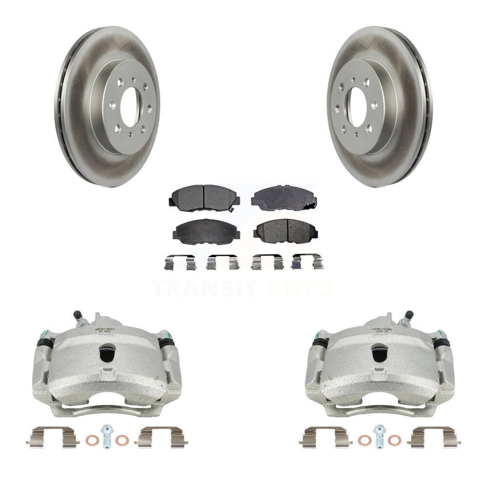 Front Disc Brake Caliper Coated Rotors And Semi-Metallic Pads Kit For Honda Civic KCG-100670P