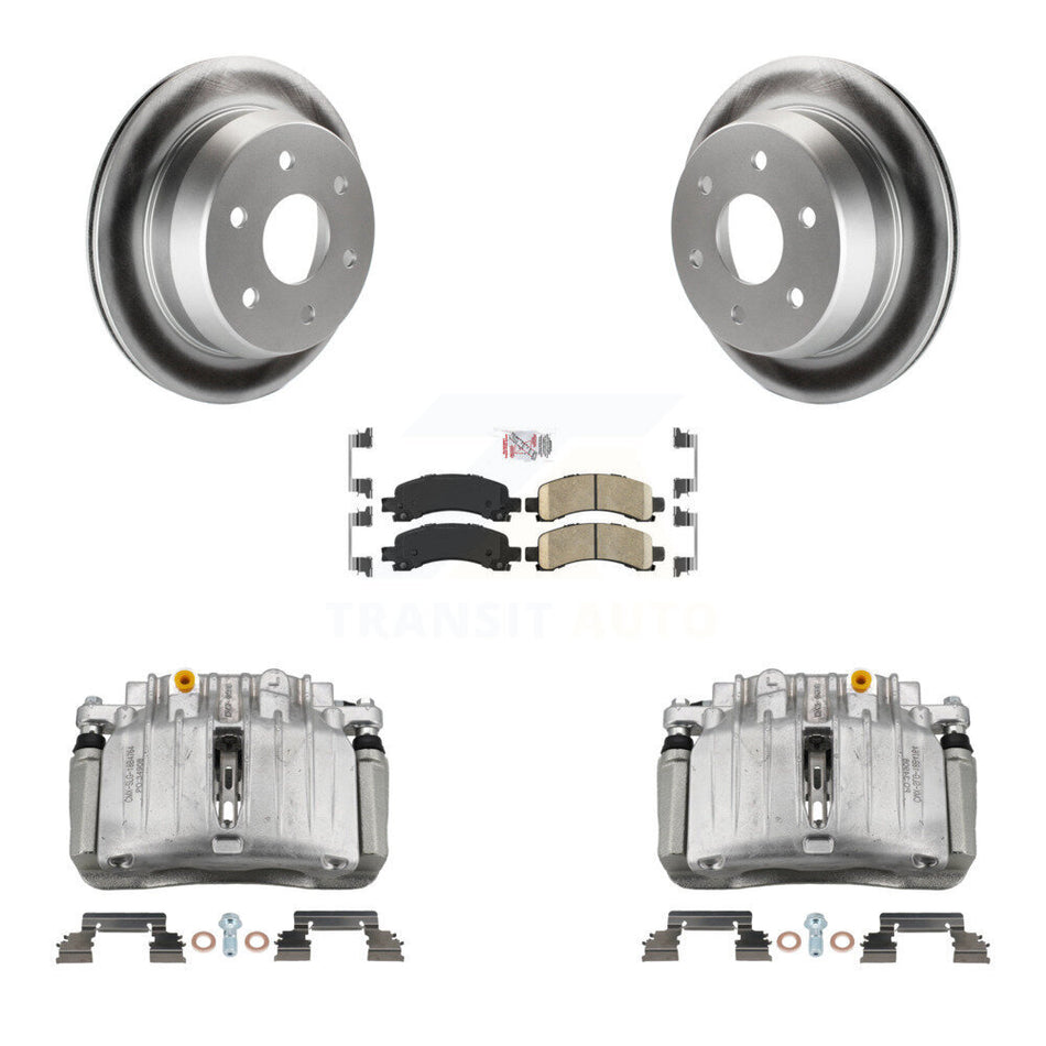 Rear Disc Brake Caliper Coat Rotor Ceramic Pad Kit For 2002 Chevrolet Avalanche 1500 4WD KCG-100671N