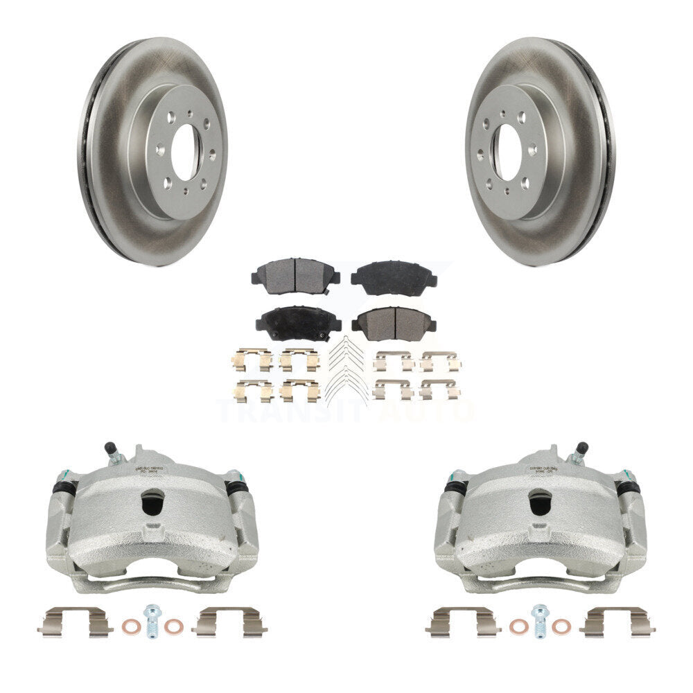 Front Brake Caliper Coat Rotors Semi-Metallic Pad Kit For 04-05 Honda Civic Si with 1.7L KCG-100671P