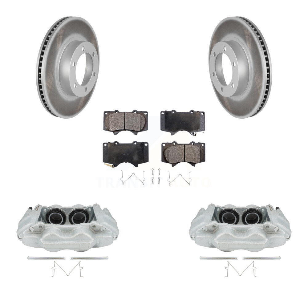 Front Disc Brake Caliper Coated Rotors And Ceramic Pads Kit For 2003-2009 Lexus GX470 KCG-100671T