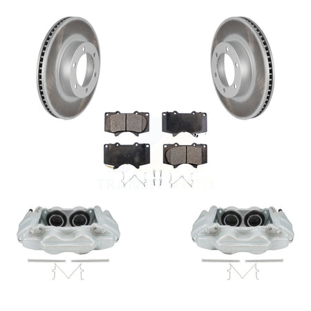Front Disc Brake Caliper Coated Rotors And Ceramic Pads Kit For 2003-2009 Lexus GX470 KCG-100671T