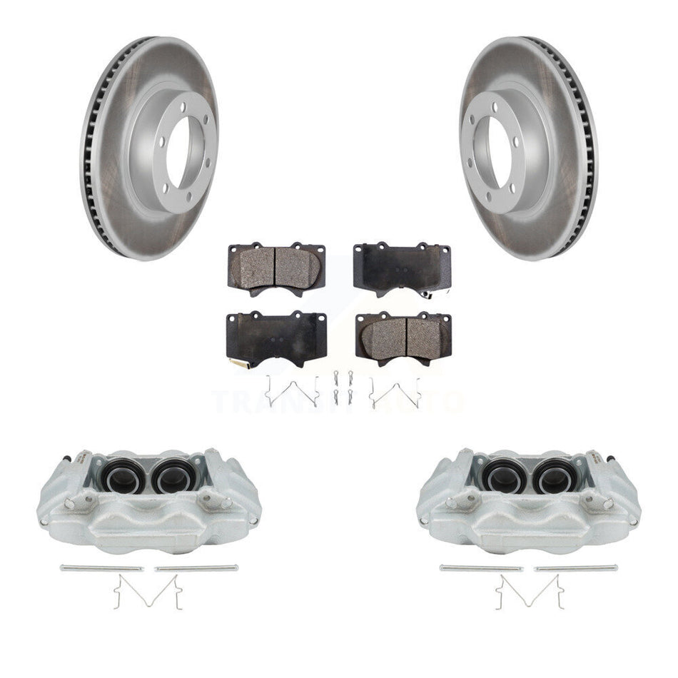 Front Disc Brake Caliper Coated Rotors And Ceramic Pads Kit For 2003-2009 Lexus GX470 KCG-100671T