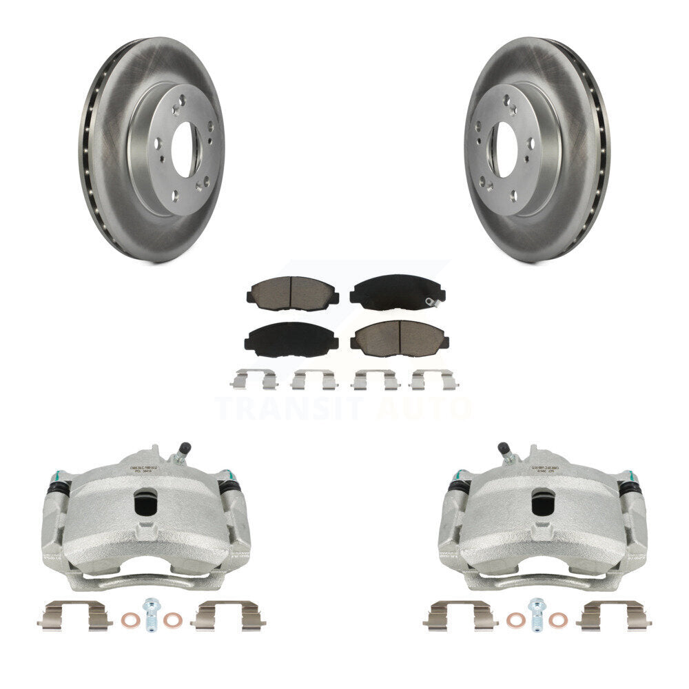 Front Disc Brake Caliper Coated Rotors And Ceramic Pads Kit For Honda Civic KCG-100672C