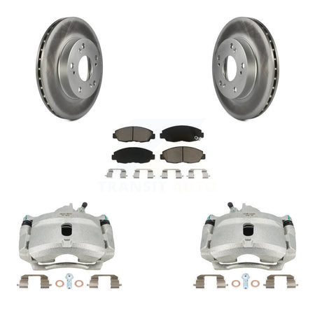 Front Disc Brake Caliper Coated Rotors And Ceramic Pads Kit For Honda Civic KCG-100672C