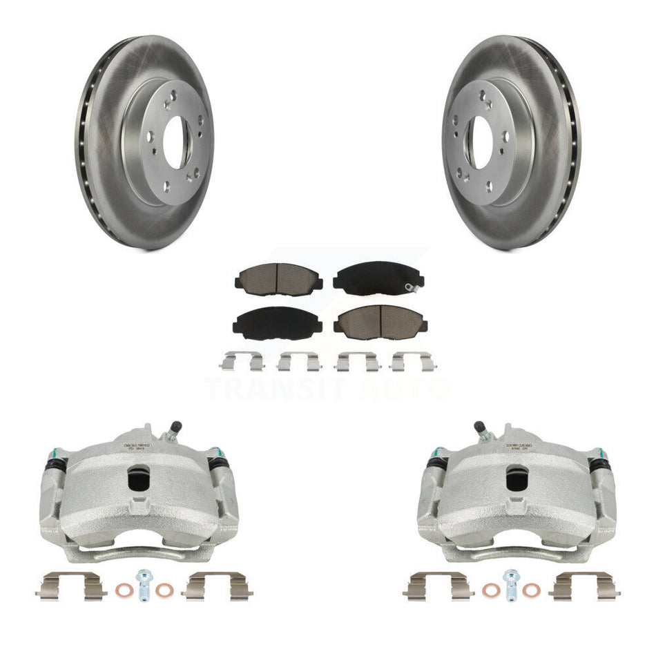 Front Disc Brake Caliper Coated Rotors And Ceramic Pads Kit For Honda Civic KCG-100672C