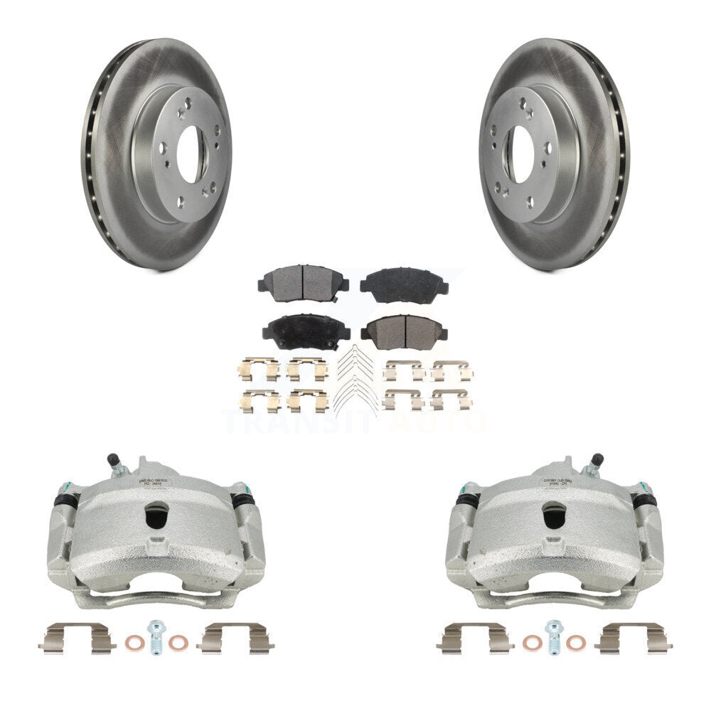 Front Brake Caliper Coat Rotors Semi-Metallic Pad Kit For 04-05 Honda Civic Si with 1.7L KCG-100672P