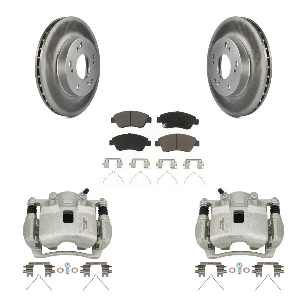 Front Disc Brake Caliper Coated Rotors And Ceramic Pads Kit For Honda Civic KCG-100673C