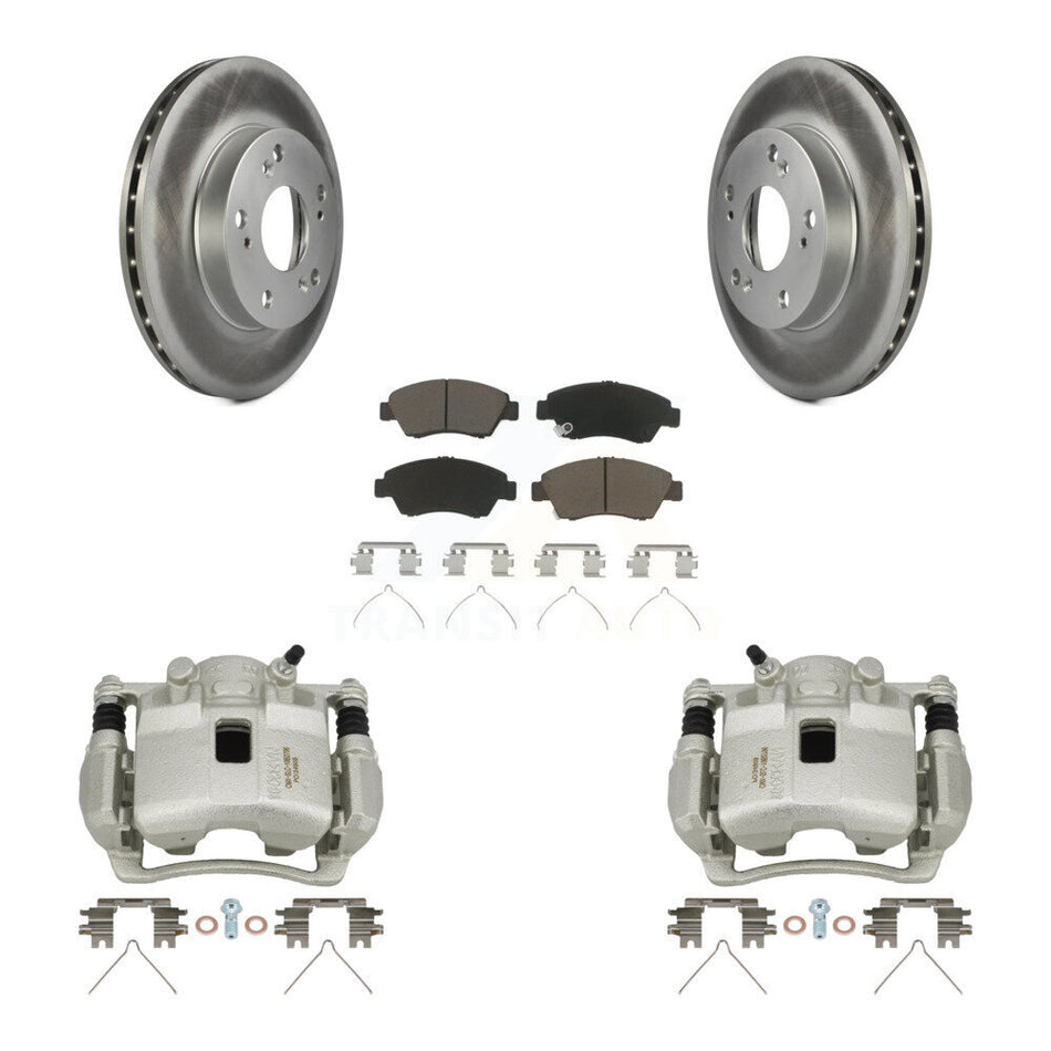 Front Disc Brake Caliper Coated Rotors And Ceramic Pads Kit For Honda Civic KCG-100673C