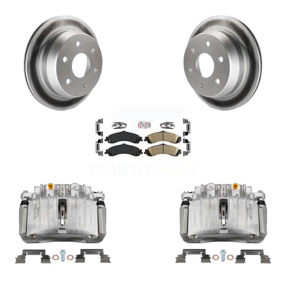 Rear Disc Brake Caliper Coat Rotors Ceramic Pad Kit For 2002 Chevrolet Suburban 1500 4WD KCG-100673N