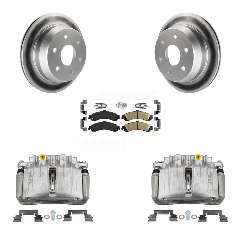 Rear Disc Brake Caliper Coat Rotors Ceramic Pad Kit For 2002 Chevrolet Suburban 1500 4WD KCG-100673N