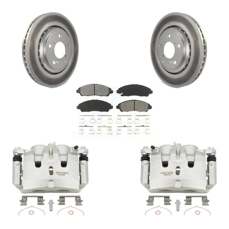 Front Brake Caliper Coat Rotor Semi-Metallic Pad Kit For Honda Pilot Ridgeline Acura MDX KCG-100673S