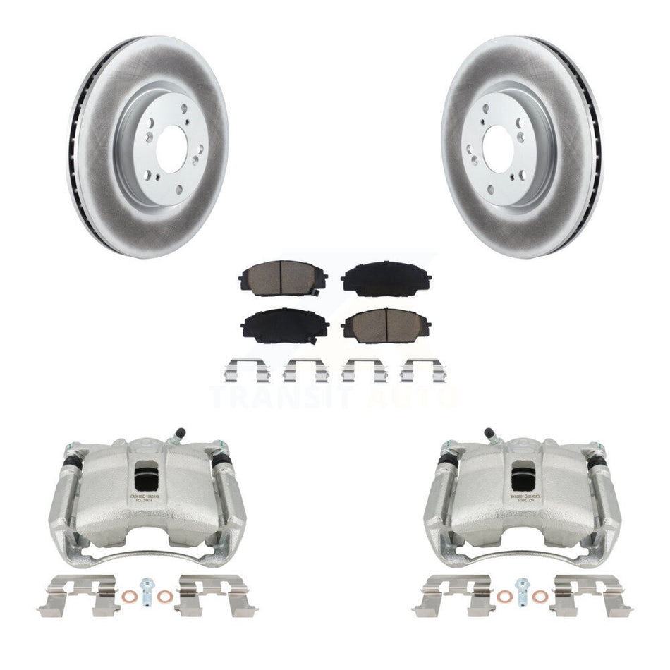 Front Disc Brake Caliper Coated Rotor And Ceramic Pad Kit For 2007-2010 Acura CSX Type-S KCG-100674C