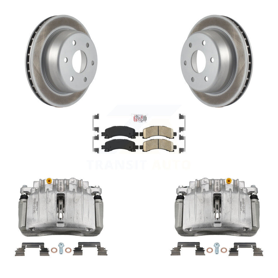 Rear Brake Caliper Coat Rotors Ceramic Pad Kit For GMC Yukon Chevrolet Tahoe XL 1500 RWD KCG-100674N