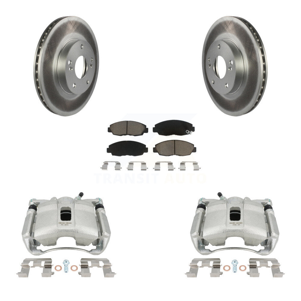 Front Disc Brake Caliper Coat Rotors & Ceramic Pad Kit For 2011 Honda Civic GX with 1.8L KCG-100675C