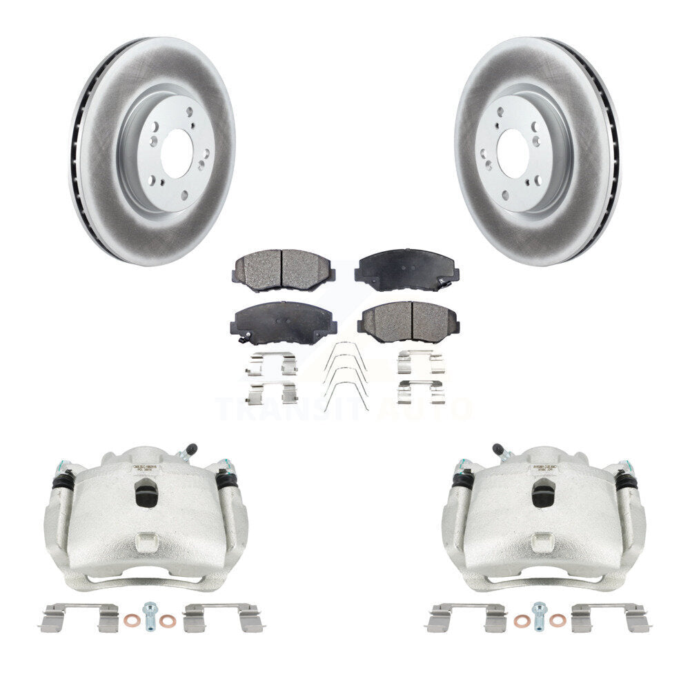Front Disc Brake Caliper Coated Rotors And Ceramic Pads Kit For Honda Civic Acura ILX KCG-100677T
