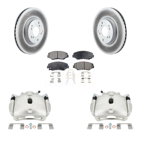 Front Disc Brake Caliper Coated Rotors And Ceramic Pads Kit For Honda Civic Acura ILX KCG-100677T