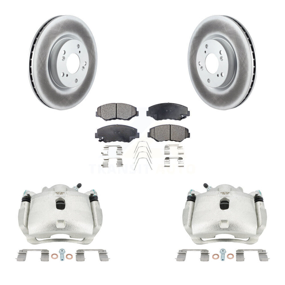 Front Disc Brake Caliper Coated Rotors And Ceramic Pads Kit For Honda Civic Acura ILX KCG-100677T