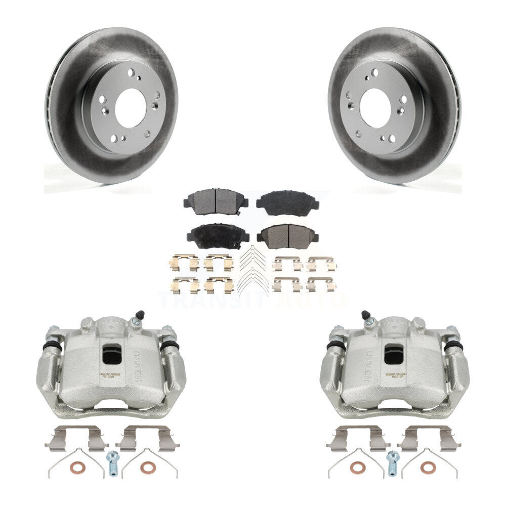 Front Disc Brake Caliper Coated Rotors And Ceramic Pads Kit For Honda Civic Acura ILX KCG-100678T
