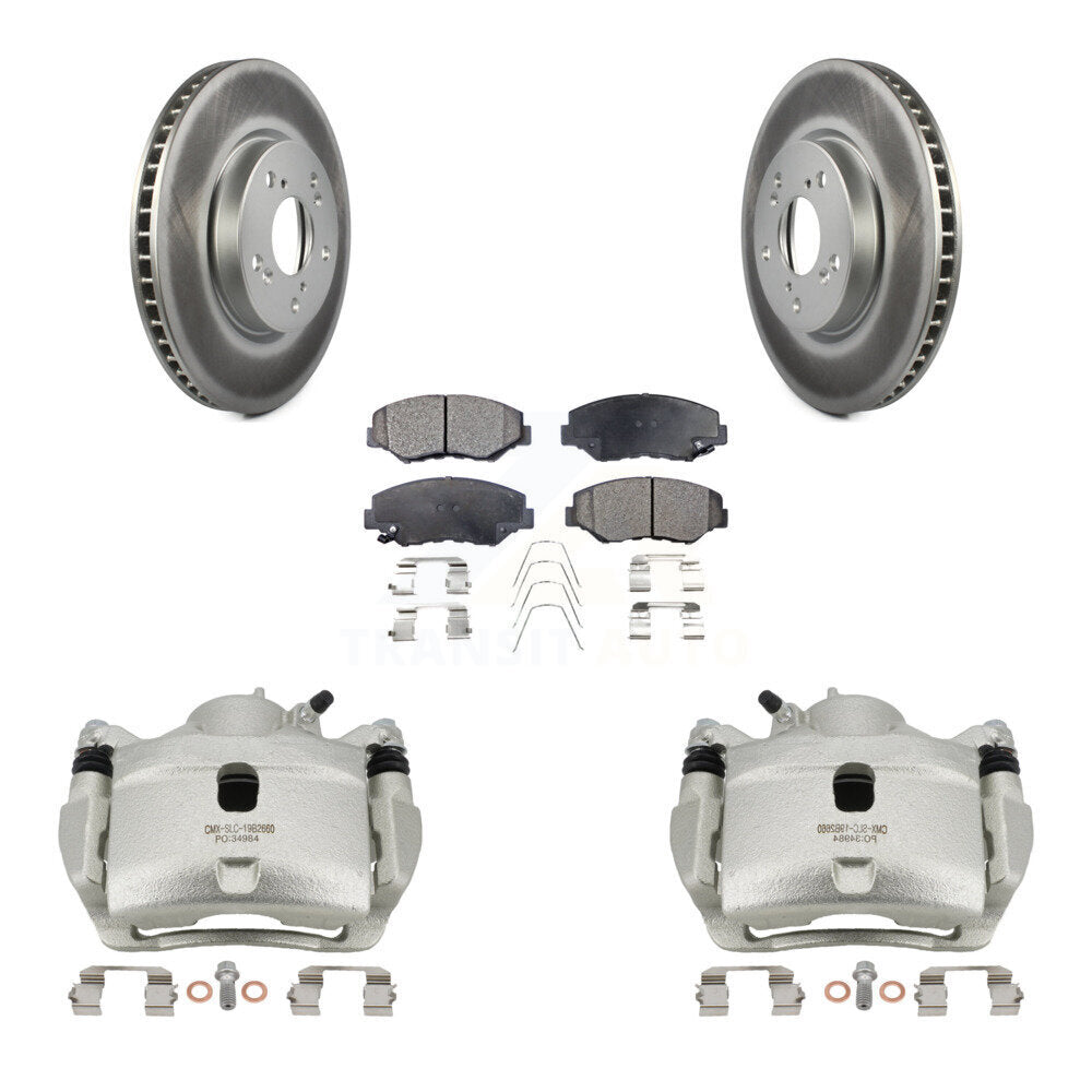 Front Disc Brake Caliper Coated Rotors And Ceramic Pads Kit For Honda Civic KCG-100680T