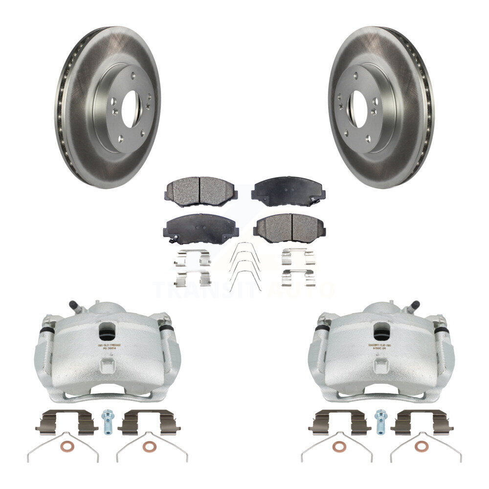 Front Disc Brake Caliper Coated Rotors And Ceramic Pads Kit For 2003-2011 Honda Element KCG-100681T