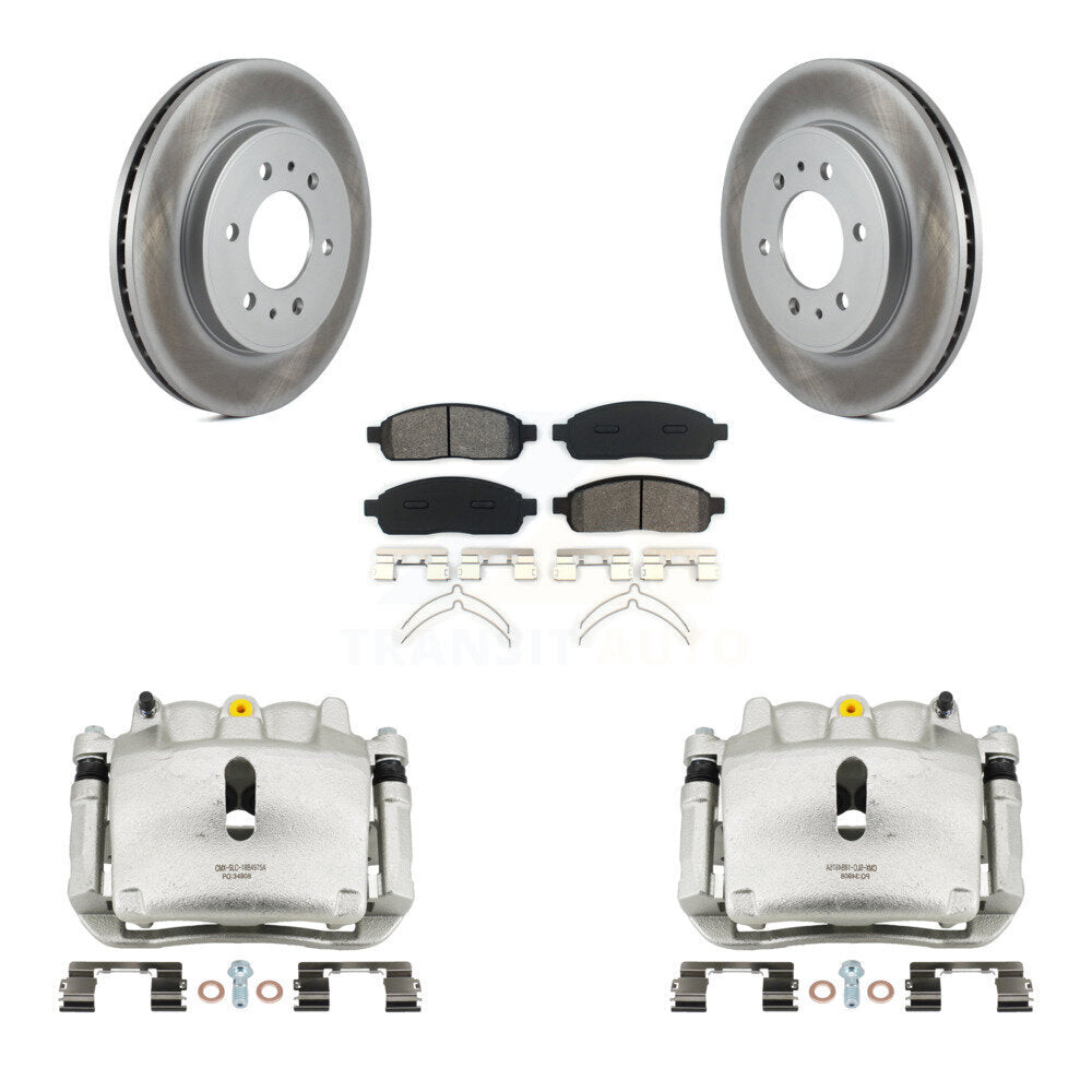 Front Brake Caliper Coat Rotor Semi-Metallic Pad Kit For 09 Ford F-150 With 6 Lug Wheels KCG-100682S