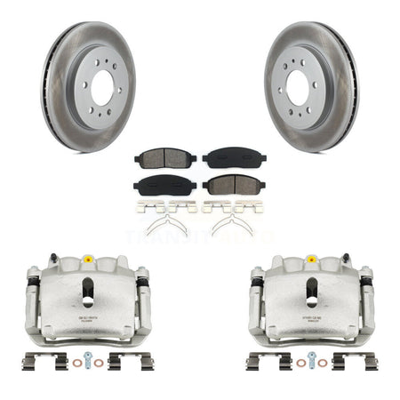 Front Brake Caliper Coat Rotor Semi-Metallic Pad Kit For 09 Ford F-150 With 6 Lug Wheels KCG-100682S