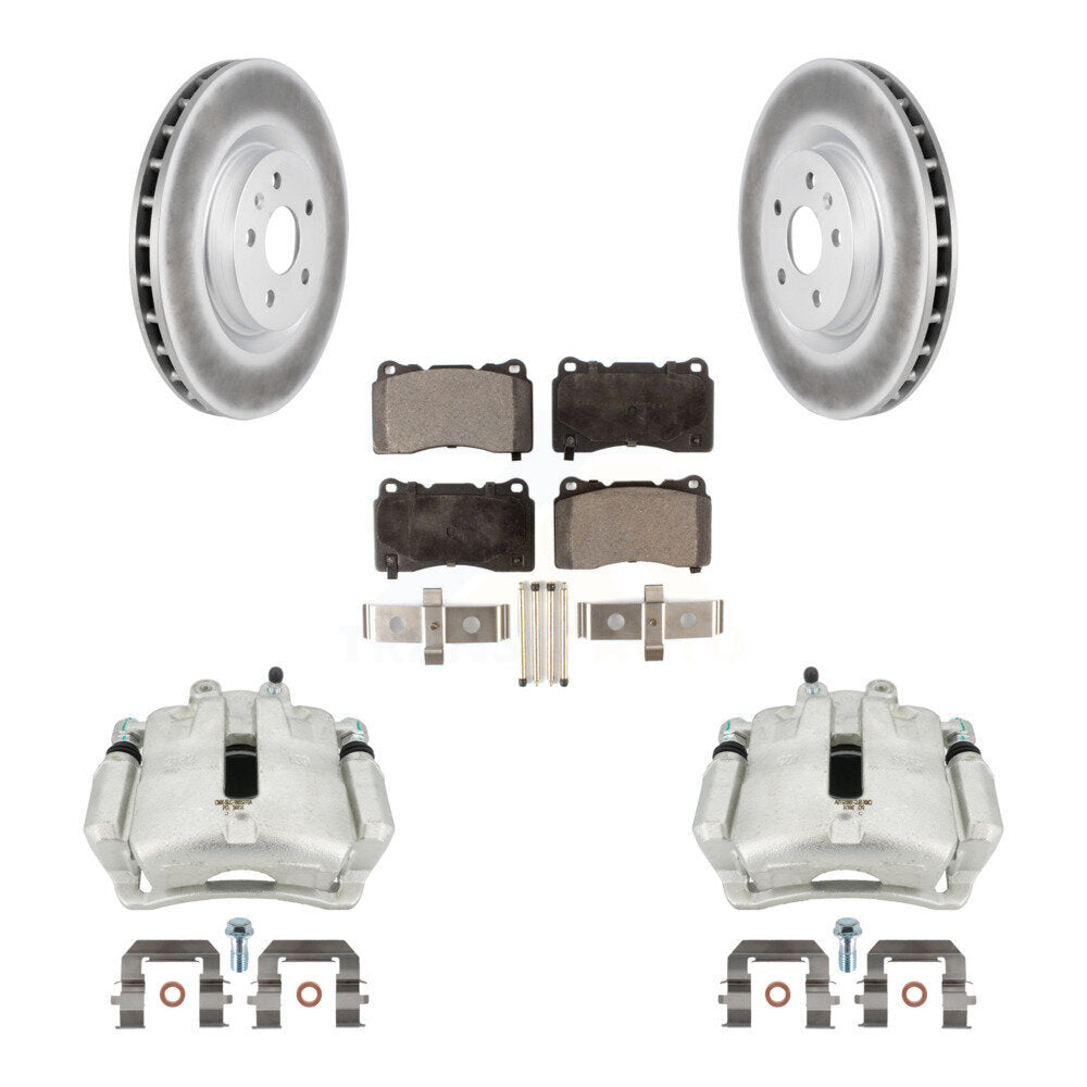 Front Disc Brake Caliper Coat Rotor Semi-Metallic Pad Kit For 2012-2013 Buick Regal 2.4L KCG-100683P