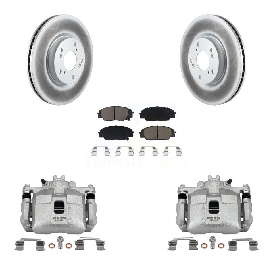 Front Disc Brake Caliper Coated Rotor And Ceramic Pad Kit For 2002-2006 Acura RSX Type-S KCG-100684C
