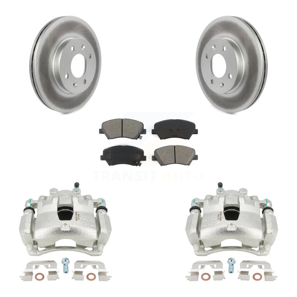 Front Disc Brake Caliper Coat Rotor And Semi-Metallic Pad Kit For Hyundai Accent Kia Rio KCG-100684S