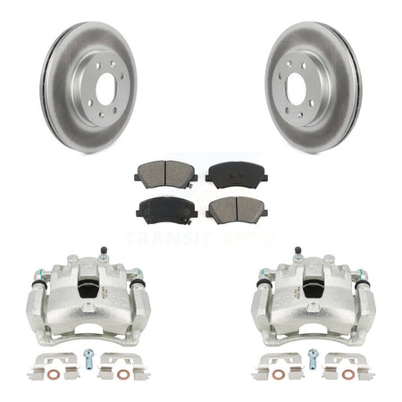 Front Disc Brake Caliper Coat Rotor And Semi-Metallic Pad Kit For Hyundai Accent Kia Rio KCG-100684S