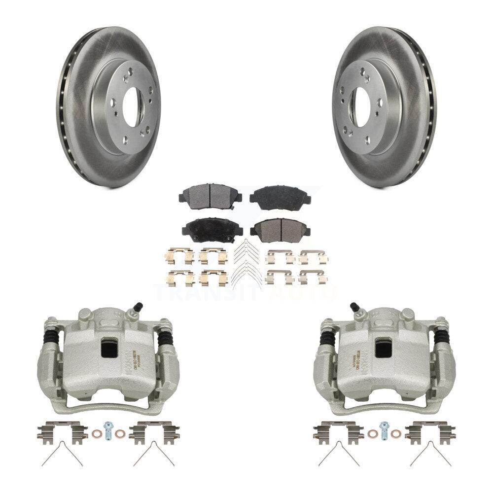 Front Disc Brake Caliper Coated Rotors And Ceramic Pads Kit For Honda Civic KCG-100684T