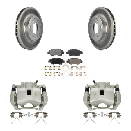 Front Disc Brake Caliper Coated Rotors And Ceramic Pads Kit For Honda Civic KCG-100684T
