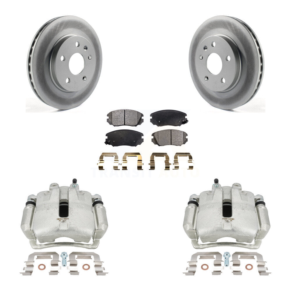 Front Disc Brake Caliper Coat Rotors And Semi-Metallic Pad Kit For 2011 Buick Regal 2.0L KCG-100685P