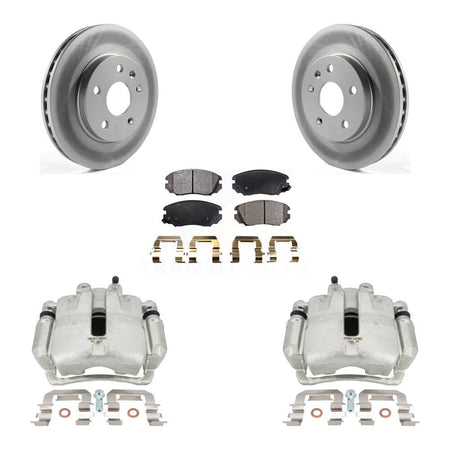 Front Disc Brake Caliper Coat Rotors And Semi-Metallic Pad Kit For 2011 Buick Regal 2.0L KCG-100685P