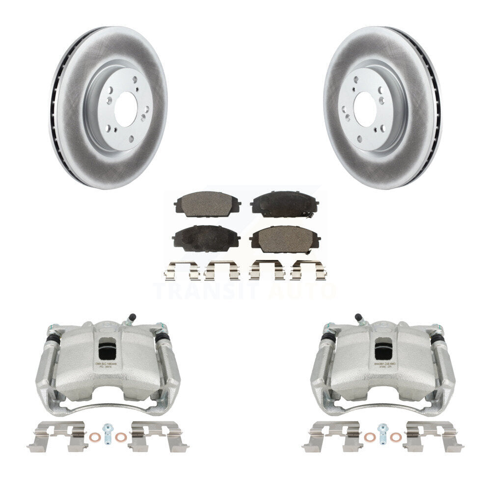 Front Disc Brake Caliper Coated Rotor And Ceramic Pad Kit For 2007-2010 Acura CSX Type-S KCG-100685T