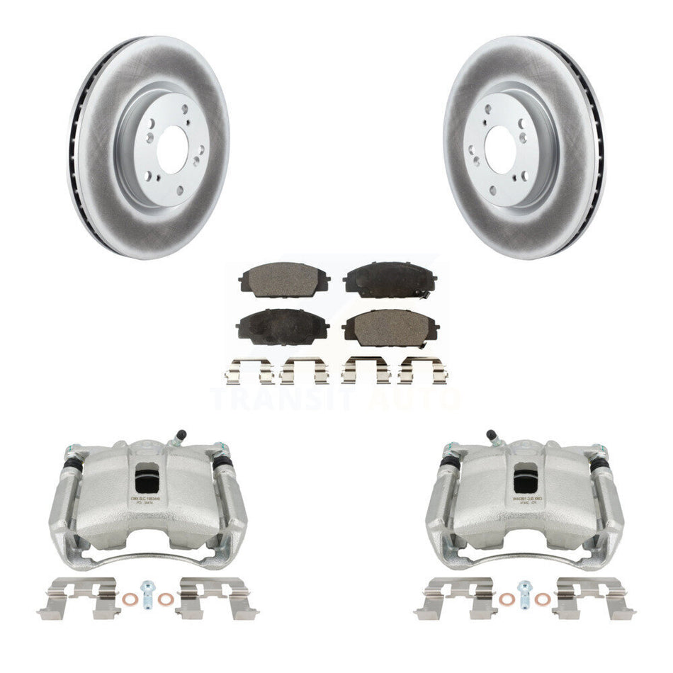 Front Disc Brake Caliper Coated Rotor And Ceramic Pad Kit For 2007-2010 Acura CSX Type-S KCG-100685T