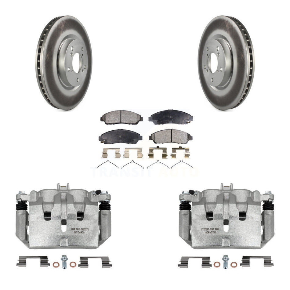 Front Disc Brake Caliper Coated Rotors And Semi-Metallic Pads Kit For Acura MDX ZDX KCG-100686P