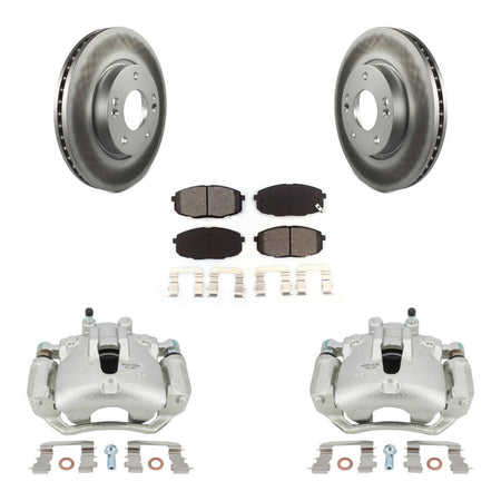 Front Disc Brake Caliper Coated Rotors And Semi-Metallic Pads Kit For Hyundai Elantra KCG-100686S