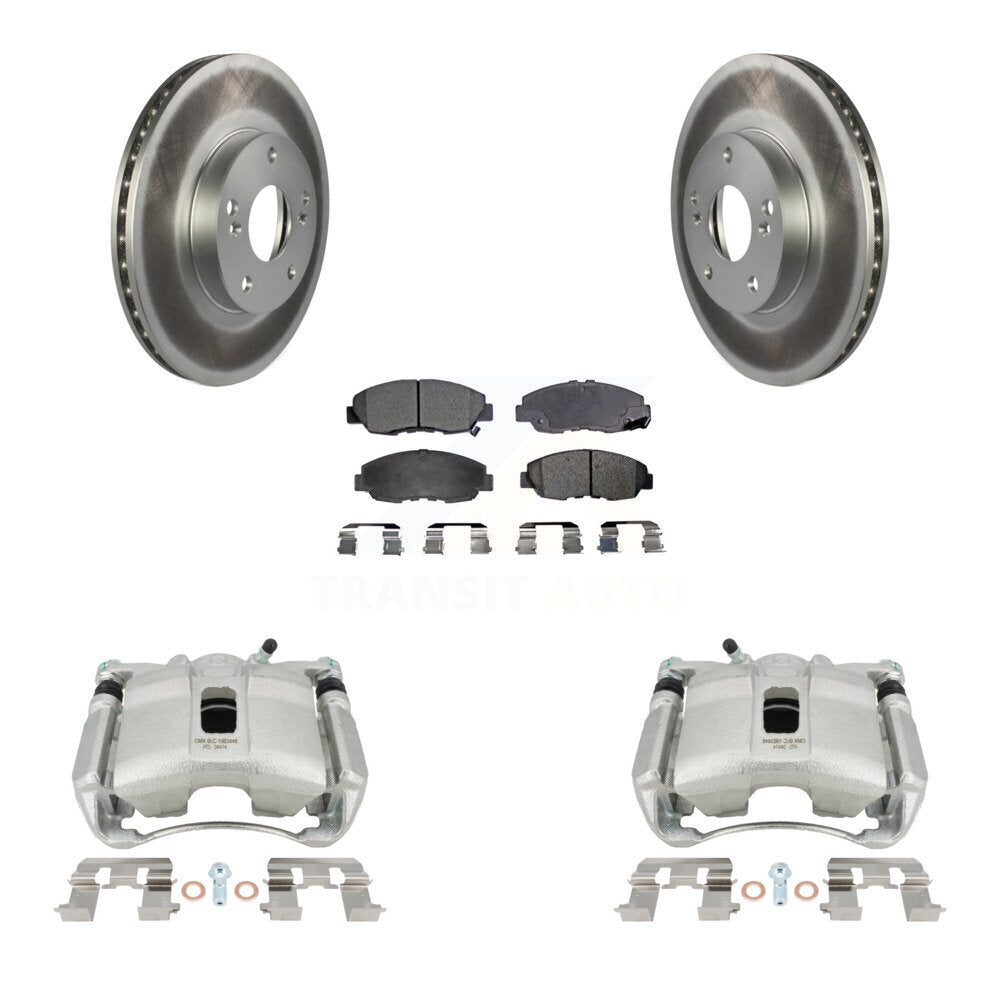 Front Disc Brake Caliper Coat Rotors & Ceramic Pad Kit For 2011 Honda Civic GX with 1.8L KCG-100686T