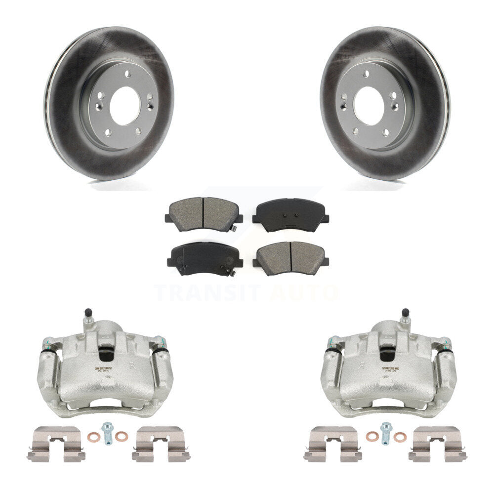 Front Disc Brake Caliper Coat Rotors And Semi-Metallic Pad Kit For 2012 Hyundai Veloster KCG-100687S
