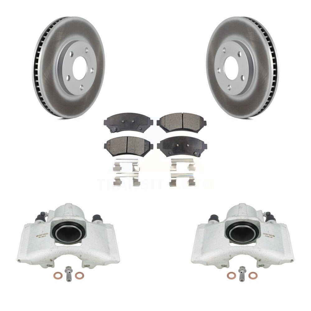 Front Disc Brake Caliper Coated Rotors And Semi-Metallic Pads Kit For Cadillac DeVille KCG-100688P