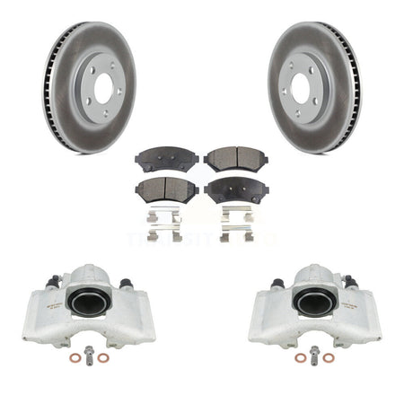 Front Disc Brake Caliper Coated Rotors And Semi-Metallic Pads Kit For Cadillac DeVille KCG-100688P