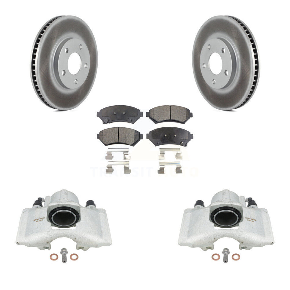 Front Disc Brake Caliper Coated Rotors And Semi-Metallic Pads Kit For Cadillac DeVille KCG-100688P