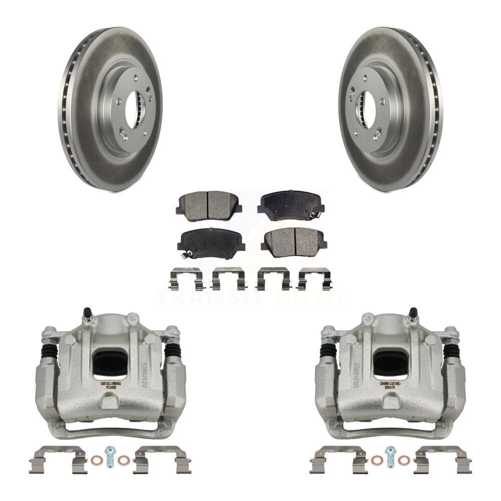 Front Brake Caliper Coat Rotors & Semi-Metallic Pad Kit For Hyundai Santa Fe Kia Sorento KCG-100689P