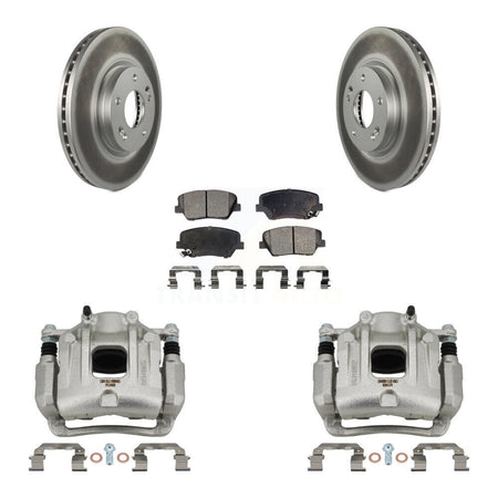 Front Brake Caliper Coat Rotors & Semi-Metallic Pad Kit For Hyundai Santa Fe Kia Sorento KCG-100689P